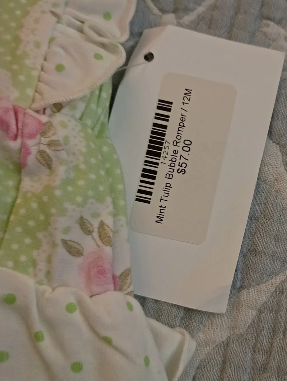 Serendipity Mint Tulip Bubble Romper 12-18 Month NWT